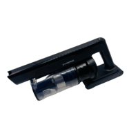 Dyceros L'Aspirateur balai sans fil cyclonique 500W avec brosse spéciale poils d'animaux, doté d'un collecteur transparent et d'une poignée noire, est présenté sur un fond blanc uni.