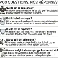 Dyceros Infographie en français : Robot pâtissier Dyceros Impastia 800W avec bol inox 5L, 6 vitesses + turbo, fonctionnement silencieux, accessoires faciles à nettoyer et kit pâtisserie inclus.