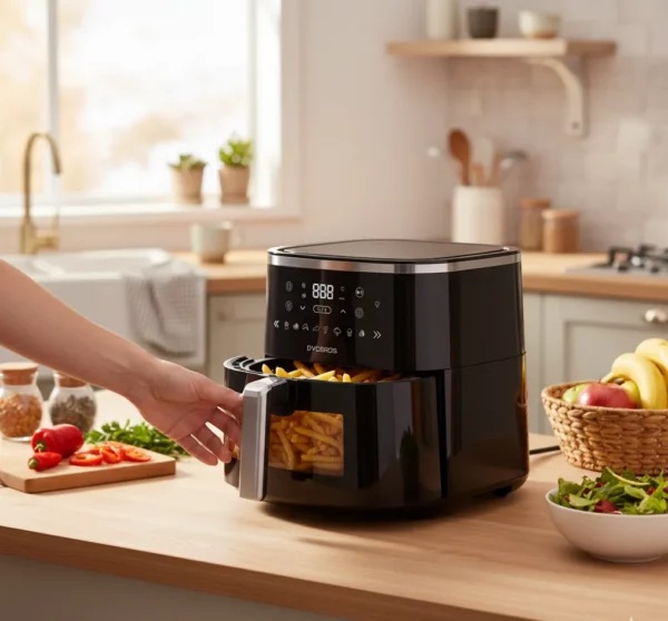 Air_fryer_AF700_main_ouvert_frites_49ko Air Fryer 1600W - Friteuse à air avec fenêtre de cuisson transparente